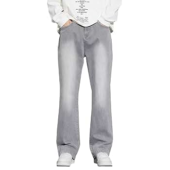Mens Straight Leg Bootcut Jeans Stretch Mid Rise Relaxed